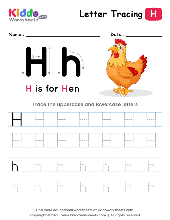 Letter of the week: LETTER H-NO PREP WORKSHEETS- LETTER H Alphabet