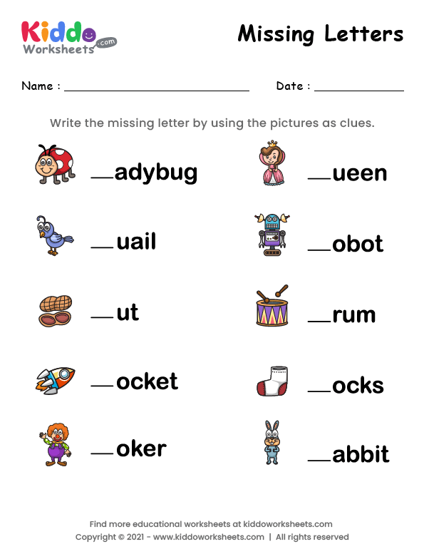 Free Printable Missing Letters Worksheet 2 Worksheet - kiddoworksheets