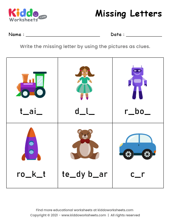 Free Printable Missing Letters Worksheet 4 Worksheet - kiddoworksheets