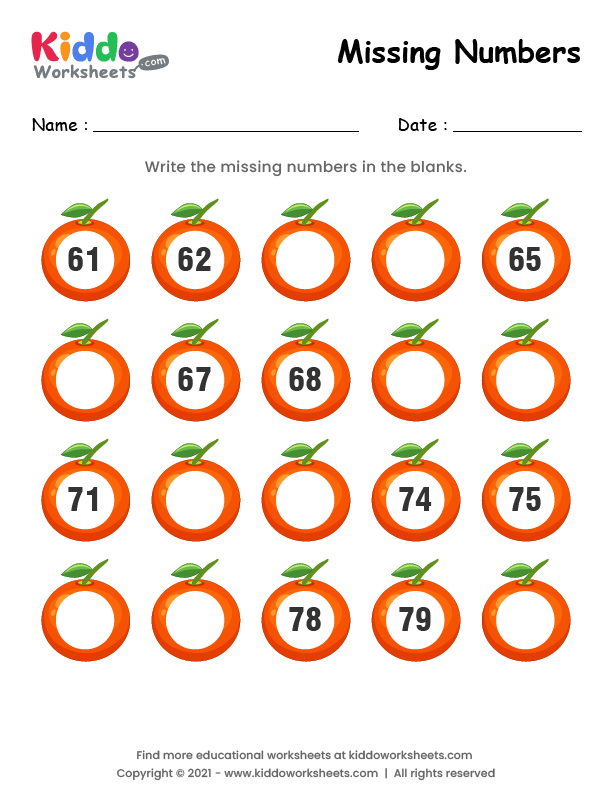 free printable orange missing numbers 61 80 worksheet kiddoworksheets