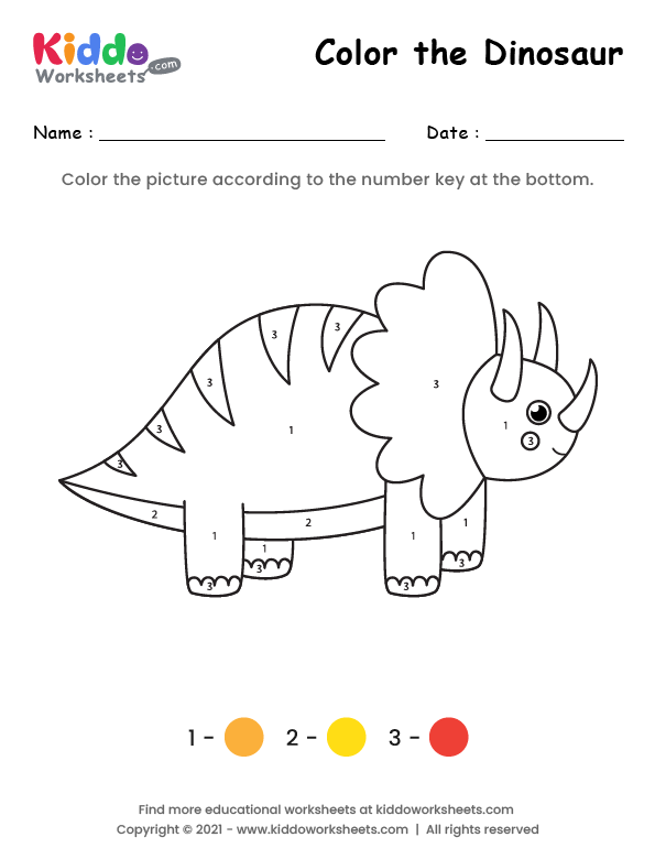 Free Printable Color the Dinosaur 5 Worksheet - kiddoworksheets