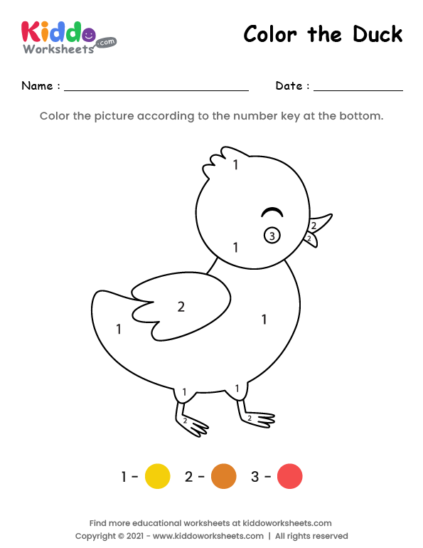 Free Printable Color the Duck Worksheet - kiddoworksheets