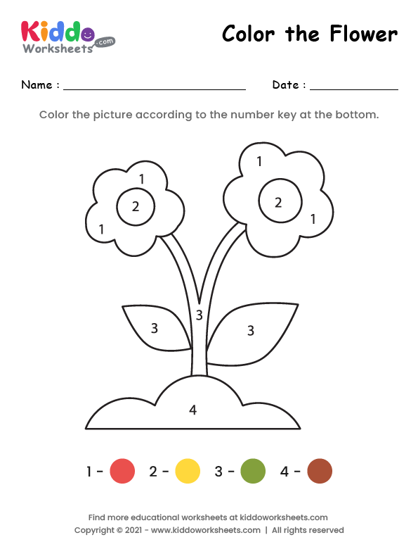 Free Printable Color the Flower Worksheet - kiddoworksheets