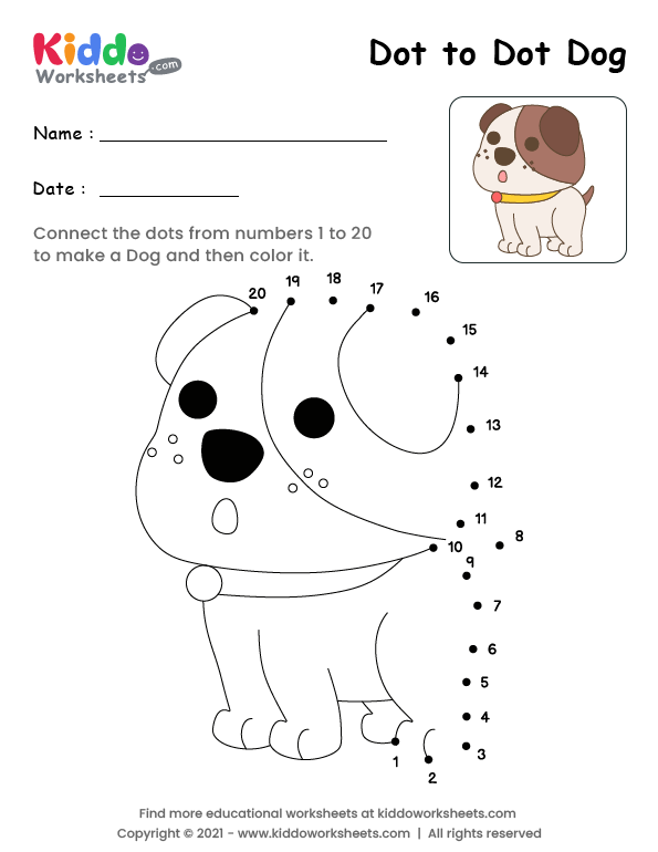 dogs Connect The Dots printable worksheets