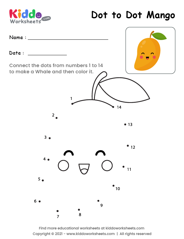 Free Printable Dot to Dot Mango Worksheet - kiddoworksheets