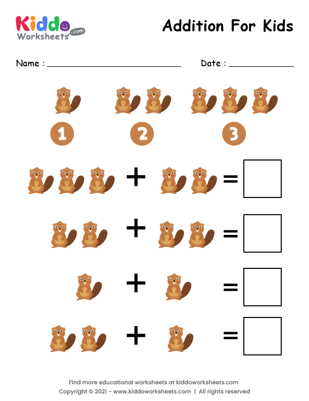 Free Printable Addition Beaver Worksheet - kiddoworksheets