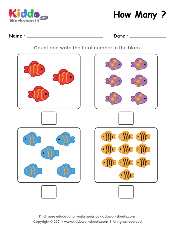 Free Printable Counting Fishes Worksheet - kiddoworksheets