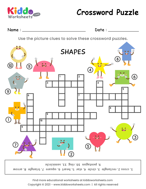 Free Printable Crossword Puzzle Shapes Worksheet - kiddoworksheets