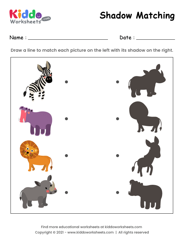 Animal Shadows Sorting Worksheet: Free Printable PDF for Kids