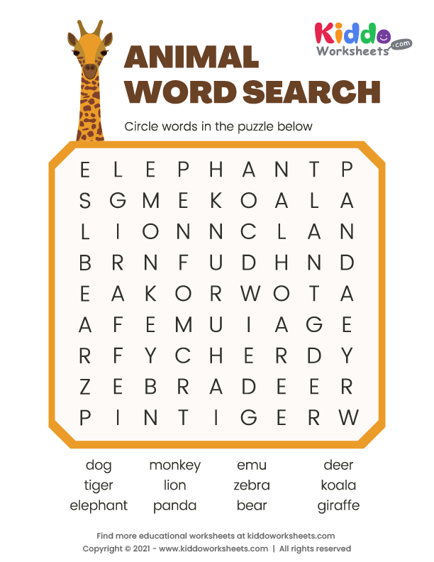 Zoo Animals Word Search Free Printable Zoo Animals Word Search Puzzle IrvingxySumner49f