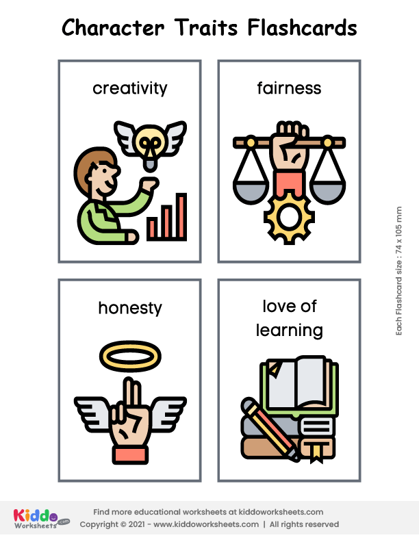 Free Printable Character Traits Flashcards Flashcards Kiddoworksheets