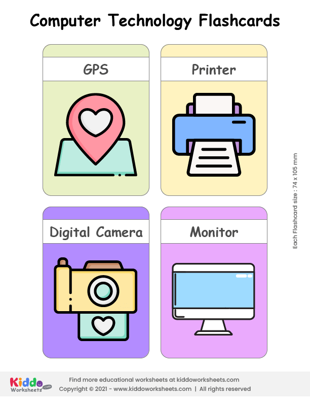 free printable computer technology flashcards kiddoworksheets