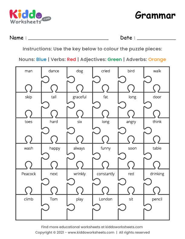 Free Printable Grammar Worksheet kiddoworksheets