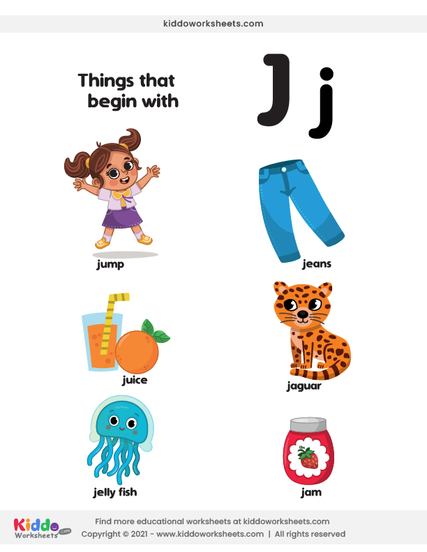 Free Printable Words That Start With J Worksheet Kiddoworksheets