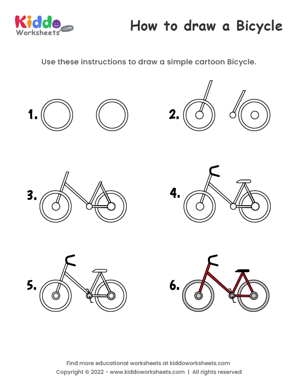 Free Printable How to draw Bicycle Worksheet - kiddoworksheets