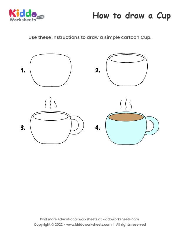 Free Printable How to draw Cup Worksheet - kiddoworksheets