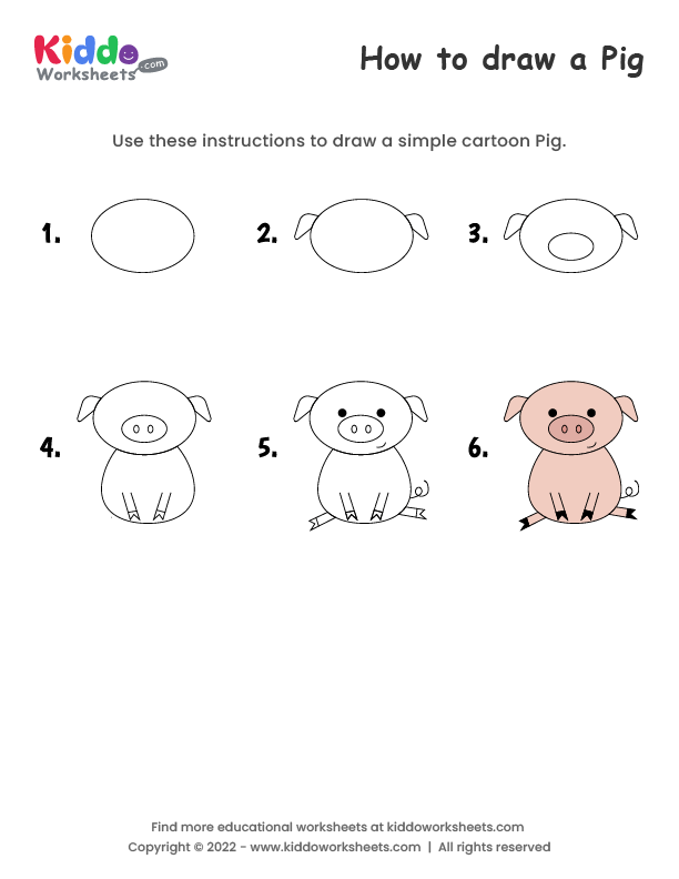 How To Draw Cartoon Pig Self Confident Leaning on The Wall