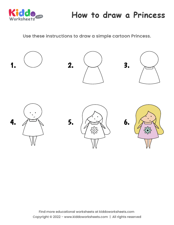 How to draw Princess worksheet