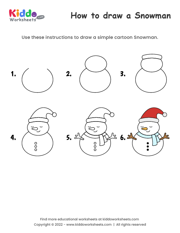 How To Draw A Snowman For Kids, Step by Step, Drawing Guide, by Dawn -  DragoArt