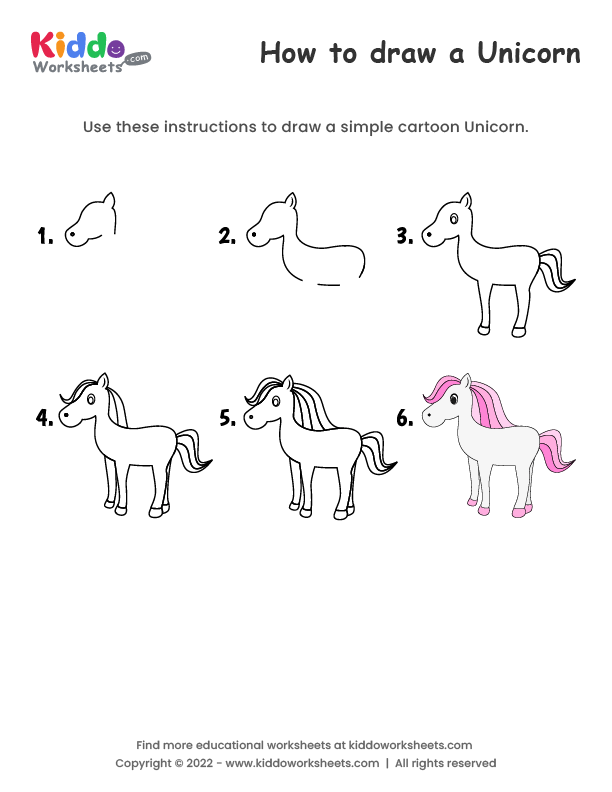 How To Draw Unicorns For Kids: A Step-by-Step Drawing and Activity