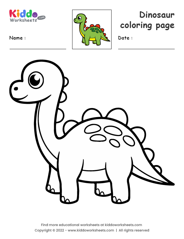 free printable dinosaur coloring page worksheet kiddoworksheets