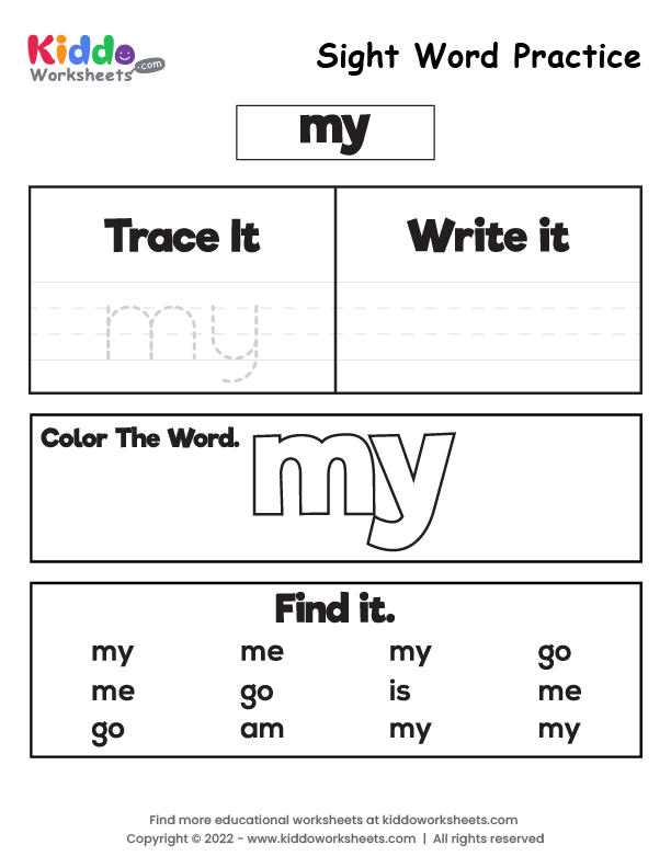 trace sight words worksheet
