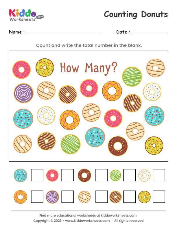 Free Printable Counting Donuts Worksheet - kiddoworksheets