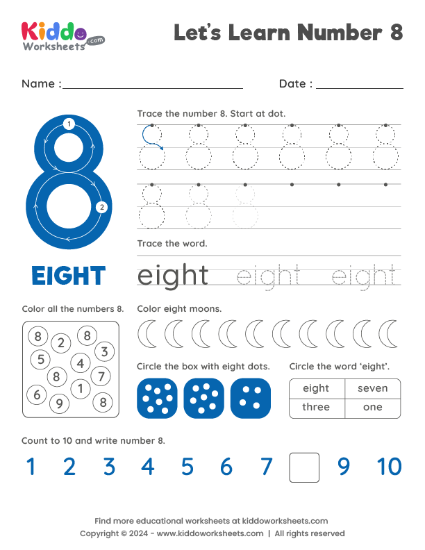 Number 8 Worksheet