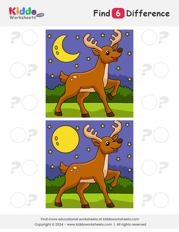 Reindeer Spot the Difference Worksheet