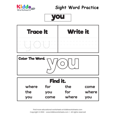 Sight Word Practice you