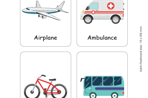 Flashcards of transportation vehicles