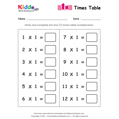 multiplication time table free worksheets