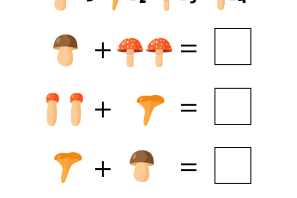 Addition Mushrooms Worksheet