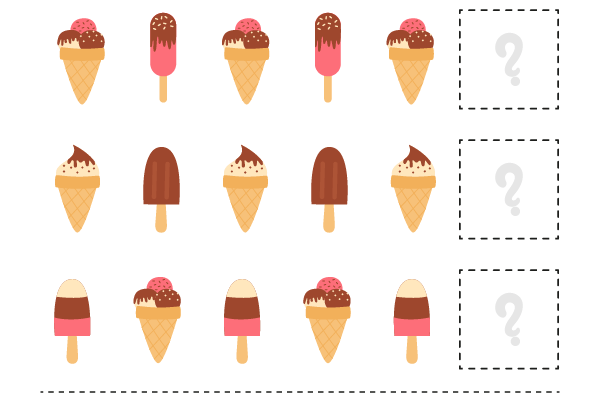 What comes next Ice creams Worksheet