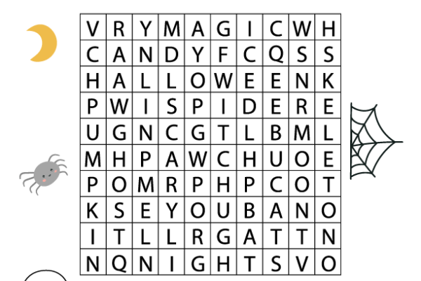 Word Search Halloween Worksheet