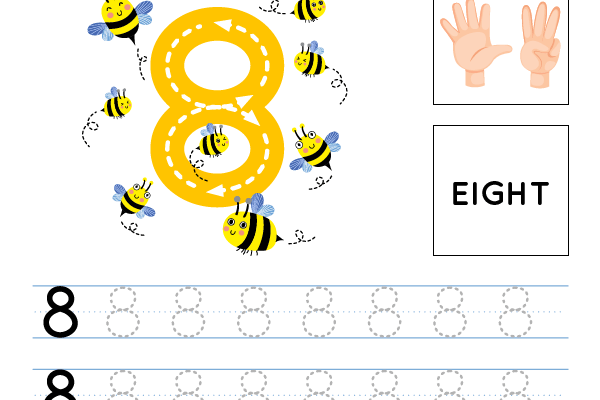 Number Tracing 8 Worksheet