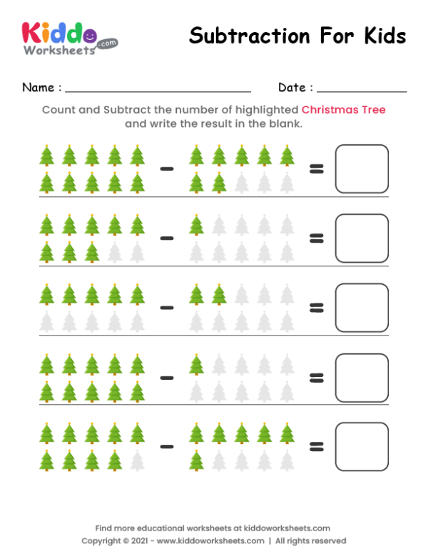 Subtraction Christmas Tree