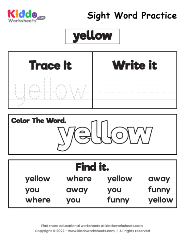 Sight Word Practice yellow