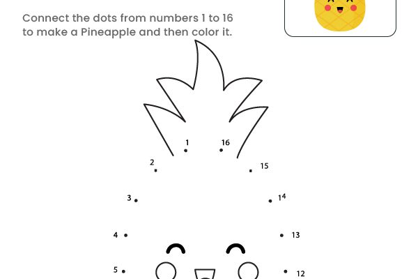 Dot to Dot Pineapple Worksheet