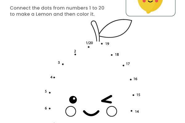 Dot to Dot Lemon Worksheet