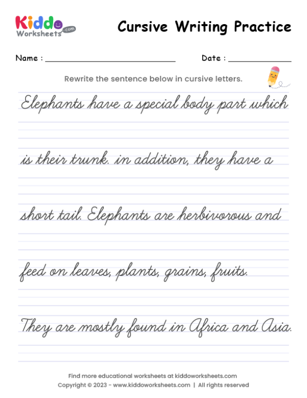 Cursive Writing Worksheet 8