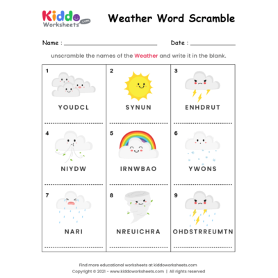 Word Scramble Weather