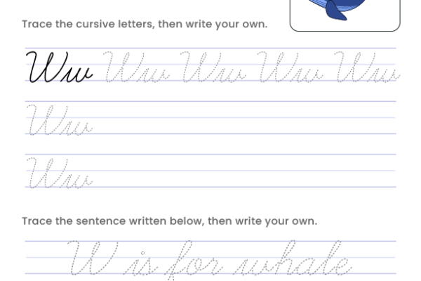 Letter W Cursive Writing Worksheet