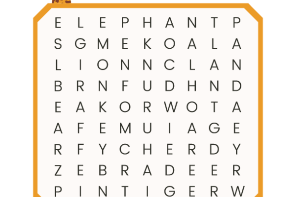 Animal Word Search Worksheet