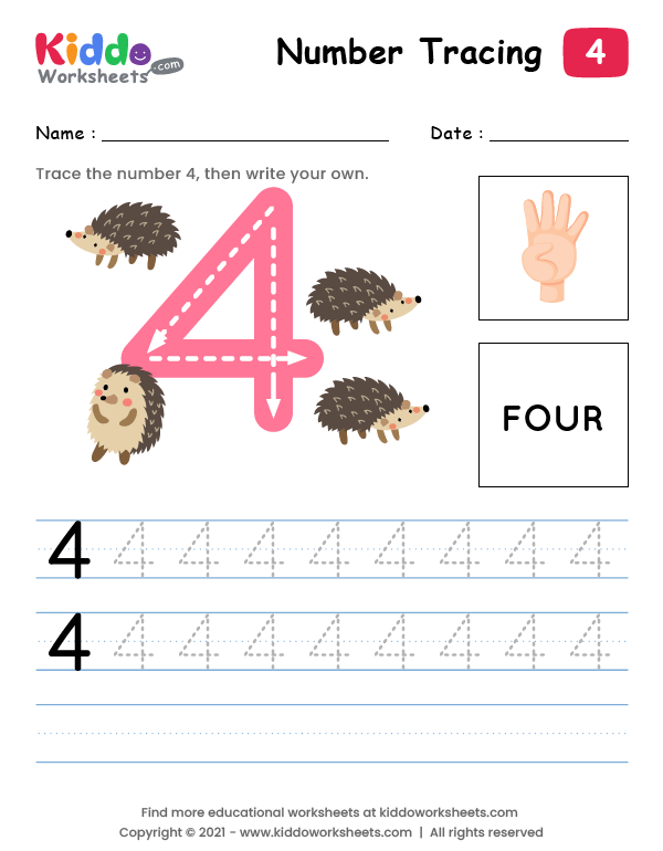 Tracing Number Four (4)