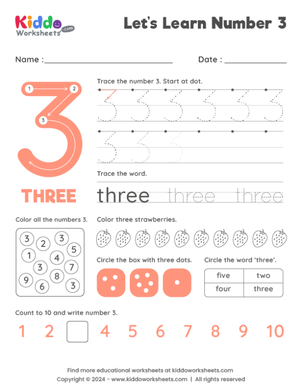 Number 3 Worksheet