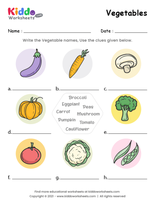 Vegetables Worksheet