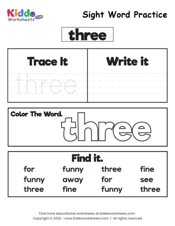 Sight Word Practice three