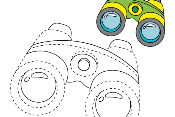 Trace and Color Binoculars worksheet