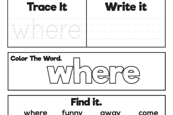 Sight Word Practice where Worksheet